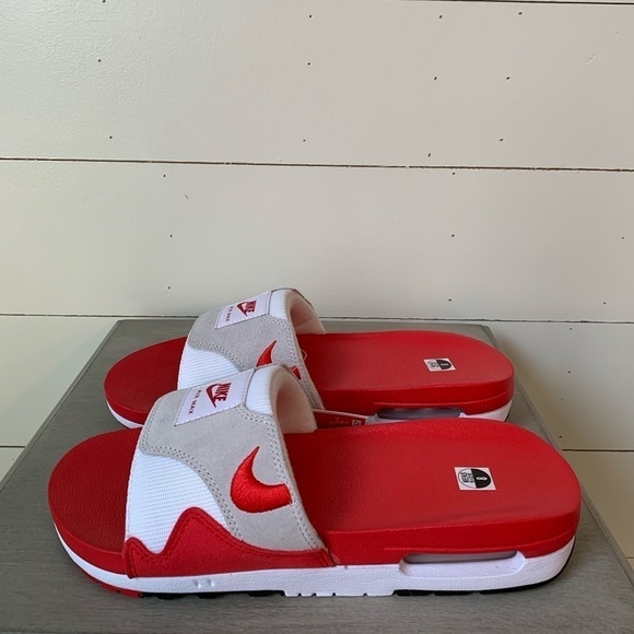 Nike Air Max 1 Slide Slippers White/University Red Mens Size 8 DH0295-103 New - Picture 4 of 9